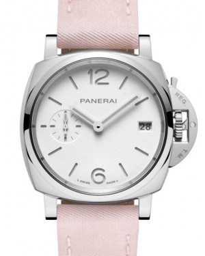Panerai Luminor Due Stainless Steel 38mm White Dial Nylon Pink Strap PAM01425 - BRAND NEW