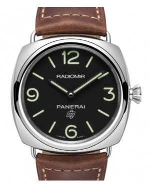Panerai Radiomir Base Logo Stainless Steel 45mm Black Dial Leather Strap PAM00753 - BRAND NEW