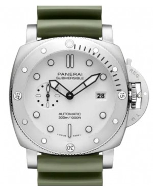 Panerai Submersible QuarantaQuattro Bianco "Limited Edition" Stainless Steel 44mm White Dial Rubber Strap PAM01226 - BRAND NEW