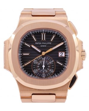 Patek Philippe Nautilus Chronograph Date Automatic Rose Gold 40.5 mm Black Dial Rose Gold Bracelet 5980/1R-001 - PRE OWNED