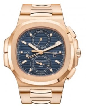 Patek Philippe Nautilus Flyback Chronograph Travel Time Rose Gold Blue Dial 5990/1R-001 - BRAND NEW