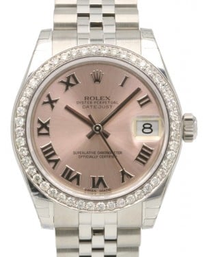 Rolex Datejust 31 Lady Midsize Stainless Steel Pink Roman Dial & Diamond Bezel Jubilee Bracelet 278240 - BRAND NEW