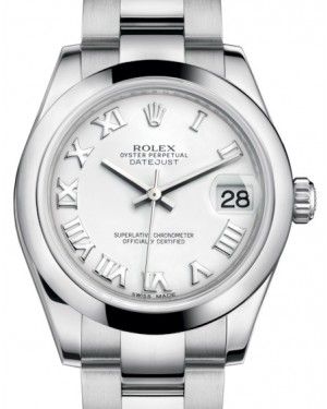 Rolex Datejust 31 Lady Midsize Stainless Steel White Roman Dial & Smooth Domed Bezel Oyster Bracelet 178240