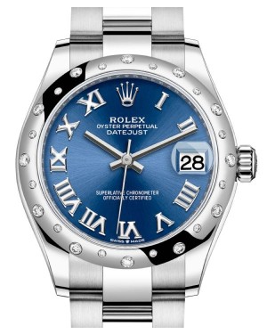 Rolex Datejust 31 White Gold/Steel Blue Roman Dial & Diamond Bezel Oyster Bracelet 278344RBR - BRAND NEW