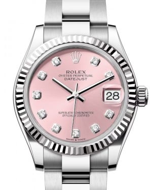 Rolex Datejust 31 White Gold/Steel Pink Diamond Dial & Fluted Bezel Oyster Bracelet 278274 - BRAND NEW