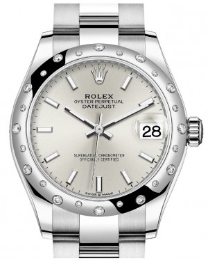 Rolex Datejust 31 White Gold/Steel Silver Index Dial & Diamond Bezel Oyster Bracelet 278344RBR - BRAND NEW