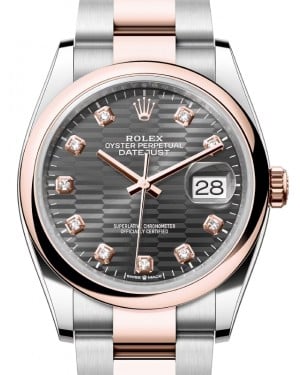 Rolex Datejust 36 Rose Gold/Steel Slate Fluted Motif Diamond Dial & Domed Bezel Oyster Bracelet 126201 - BRAND NEW