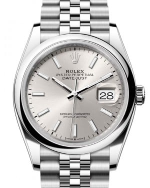 Rolex Datejust 36 Stainless Steel Silver Index Dial & Smooth Domed Bezel Jubilee Bracelet 126200 - BRAND NEW