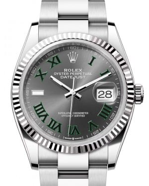Rolex Datejust 36 White Gold/Steel Slate "Wimbledon" Roman Dial & Fluted Bezel Oyster Bracelet 126234 - BRAND NEW