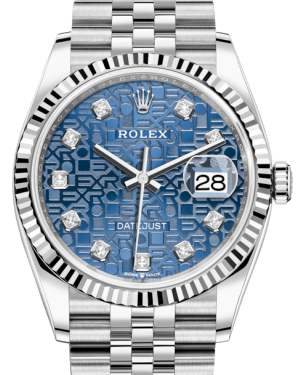 Rolex Datejust 36 White Gold/Steel Blue Jubilee Diamond Dial & Fluted Bezel Jubilee Bracelet 126234 - BRAND NEW