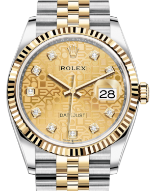 Rolex Datejust 36 Yellow Gold/Steel Champagne Jubilee Diamond Dial & Fluted Bezel Jubilee Bracelet 126233 - BRAND NEW