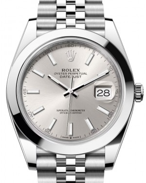 Rolex Datejust 41 Stainless Steel Silver Index Dial Smooth Bezel Jubilee Bracelet 126300 - BRAND NEW