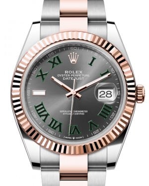 Rolex Datejust 41 Rose Gold/Steel "Wimbledon" Slate Roman Dial Fluted Bezel Oyster Bracelet 126331 - BRAND NEW