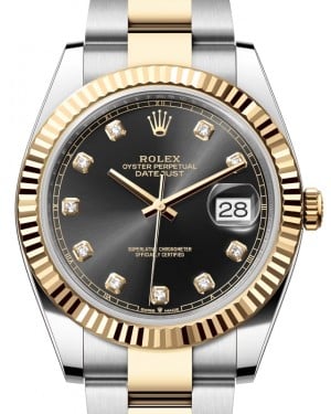 Rolex Datejust 41 Yellow Gold/Steel Black Diamond Dial Fluted Bezel Oyster Bracelet 126333 - BRAND NEW