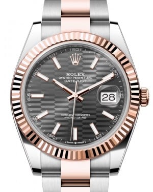 Rolex Datejust 41 Rose Gold/Steel Slate Fluted Motif Index Dial Fluted Bezel Oyster Bracelet 126331 - BRAND NEW