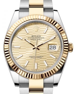 Rolex Datejust 41 Yellow Gold/Steel Golden Fluted Motif Index Dial Fluted Bezel Oyster Bracelet 126333 - BRAND NEW