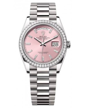 Rolex Day-Date 36 President White Gold Pink Diamond Dial & Bezel 128349RBR