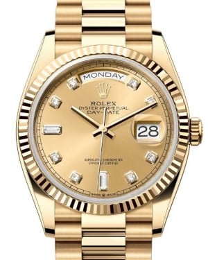 Rolex Day-Date 36 President Yellow Gold Champagne Diamond Dial 128238 - BRAND NEW