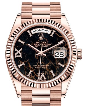 Rolex Day-Date 36 Rose Gold Eisenkiesel Diamond Roman VI IX Dial & Fluted Bezel President Bracelet 128235 - BRAND NEW