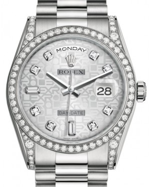 Rolex Day-Date 36 White Gold Silver Jubilee Diamond Dial & Diamond Set Case & Bezel President Bracelet 118389 - BRAND NEW