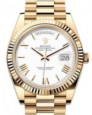 Rolex Day-Date 40 President Yellow Gold White Index/Roman Dial 228238