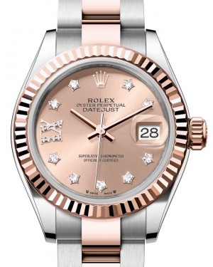 Rolex Lady Datejust 28 Rose Gold/Steel Rose Diamond IX Dial & Fluted Bezel Oyster Bracelet 279171 - BRAND NEW