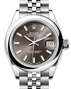 Rolex Lady Datejust 28 Stainless Steel Dark Grey Index Dial & Smooth Domed Bezel Jubilee Bracelet 279160 - BRAND NEW