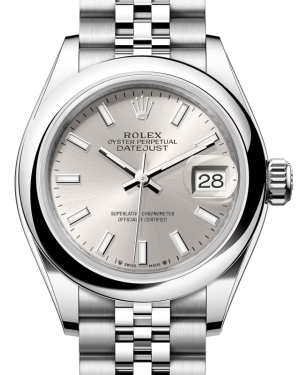 Rolex Lady Datejust 28 Stainless Steel Silver Index Dial & Smooth Domed Bezel Jubilee Bracelet 279160 - BRAND NEW