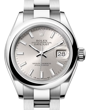 Rolex Lady Datejust 28 Stainless Steel Silver Index Dial & Smooth Domed Bezel Oyster Bracelet 279160 - BRAND NEW