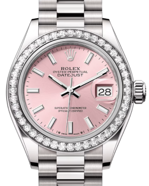 Rolex Yellow Gold Lady-Datejust 28 Watch - 44 Diamond Bezel - Silver D