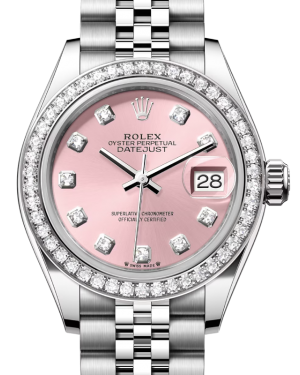 Rolex Lady Datejust 28 White Gold/Steel Pink Diamond Dial & Diamond Bezel Jubilee Bracelet 279384RBR - BRAND NEW
