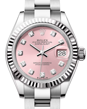 Rolex Lady Datejust 28 White Gold/Steel Pink Diamond Dial & Fluted Bezel Oyster Bracelet 279174 - BRAND NEW