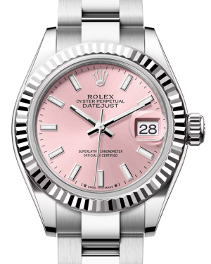 Rolex Lady Datejust 28 White Gold/Steel Pink Index Dial & Fluted Bezel Oyster Bracelet 279174 - BRAND NEW