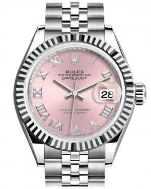 Rolex Lady Datejust 28 White Gold/Steel Pink Roman Dial & Fluted Bezel Jubilee Bracelet 279174 - BRAND NEW