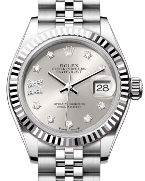 Rolex Lady Datejust 28 White Gold/Steel Silver Diamond IX Dial & Fluted Bezel Jubilee Bracelet 279174 - BRAND NEW