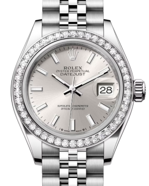 Rolex Lady Datejust 28 White Gold/Steel Silver Index Dial & Diamond Bezel Jubilee Bracelet 279384RBR - BRAND NEW