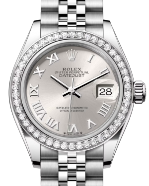 Rolex Lady Datejust 28 White Gold/Steel Silver Roman Dial & Diamond Bezel Jubilee Bracelet 279384RBR - BRAND NEW