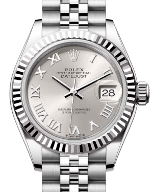 Rolex Lady Datejust 28 White Gold/Steel Silver Roman Dial & Fluted Bezel Jubilee Bracelet 279174 - BRAND NEW