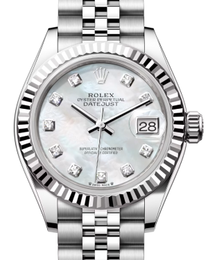 Rolex Lady Datejust 28 White Gold/Steel White Mother of Pearl Diamond Dial & Fluted Bezel Jubilee Bracelet 279174 - BRAND NEW