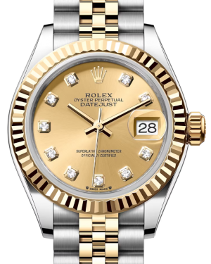 Rolex Lady Datejust 28 Yellow Gold/Steel Champagne Diamond Dial & Fluted Bezel Jubilee Bracelet 279173 - BRAND NEW