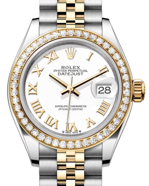 Rolex Lady Datejust 28 Yellow Gold/Steel White Roman Dial & Diamond Bezel Jubilee Bracelet 279383RBR - BRAND NEW