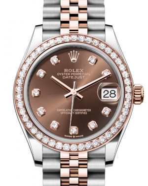 Rolex Lady-Datejust 31 Rose Gold/Steel Chocolate Diamond Dial & Diamond Bezel Jubilee Bracelet 278381RBR - BRAND NEW