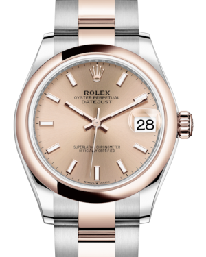Rolex Lady-Datejust 31 Rose Gold/Steel Rose Index Dial & Smooth Domed Bezel Oyster Bracelet 278241 - BRAND NEW
