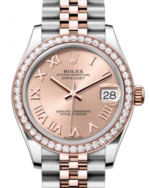 Rolex Lady-Datejust 31 Rose Gold/Steel Rose Roman Dial & Diamond Bezel Jubilee Bracelet 278381RBR - BRAND NEW