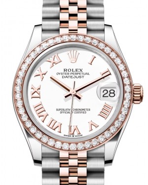 Rolex Lady-Datejust 31 Rose Gold/Steel White Roman Dial & Diamond Bezel Jubilee Bracelet 278381RBR - BRAND NEW