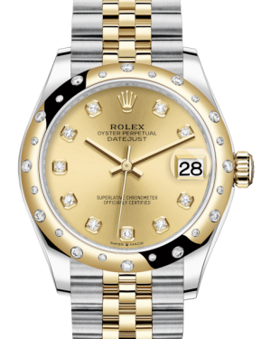Rolex Lady-Datejust 31 Yellow Gold/Steel Champagne Diamond Dial & Domed Set with Diamonds Bezel Jubilee Bracelet 278343RBR - BRAND NEW