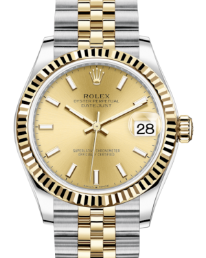 Rolex Lady-Datejust 31 Yellow Gold/Steel Champagne Index Dial & Fluted Bezel Jubilee Bracelet 278273 - BRAND NEW