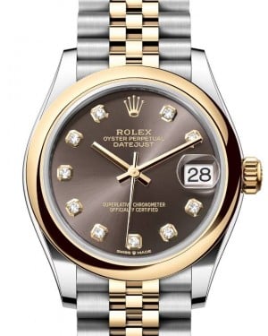 Rolex Lady-Datejust 31 Yellow Gold/Steel Dark Grey Diamond Dial & Smooth Domed Bezel Jubilee Bracelet 278243 - BRAND NEW