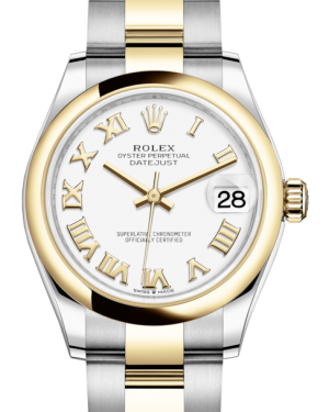 Rolex Lady-Datejust 31 Yellow Gold/Steel White Roman Dial & Smooth Domed Bezel Oyster Bracelet 278243 - BRAND NEW