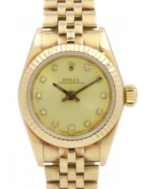 Rolex Oyster Perpetual Yellow Gold Champagne Diamond Dial & Jubilee Bracelet 67197 - PRE-OWNED